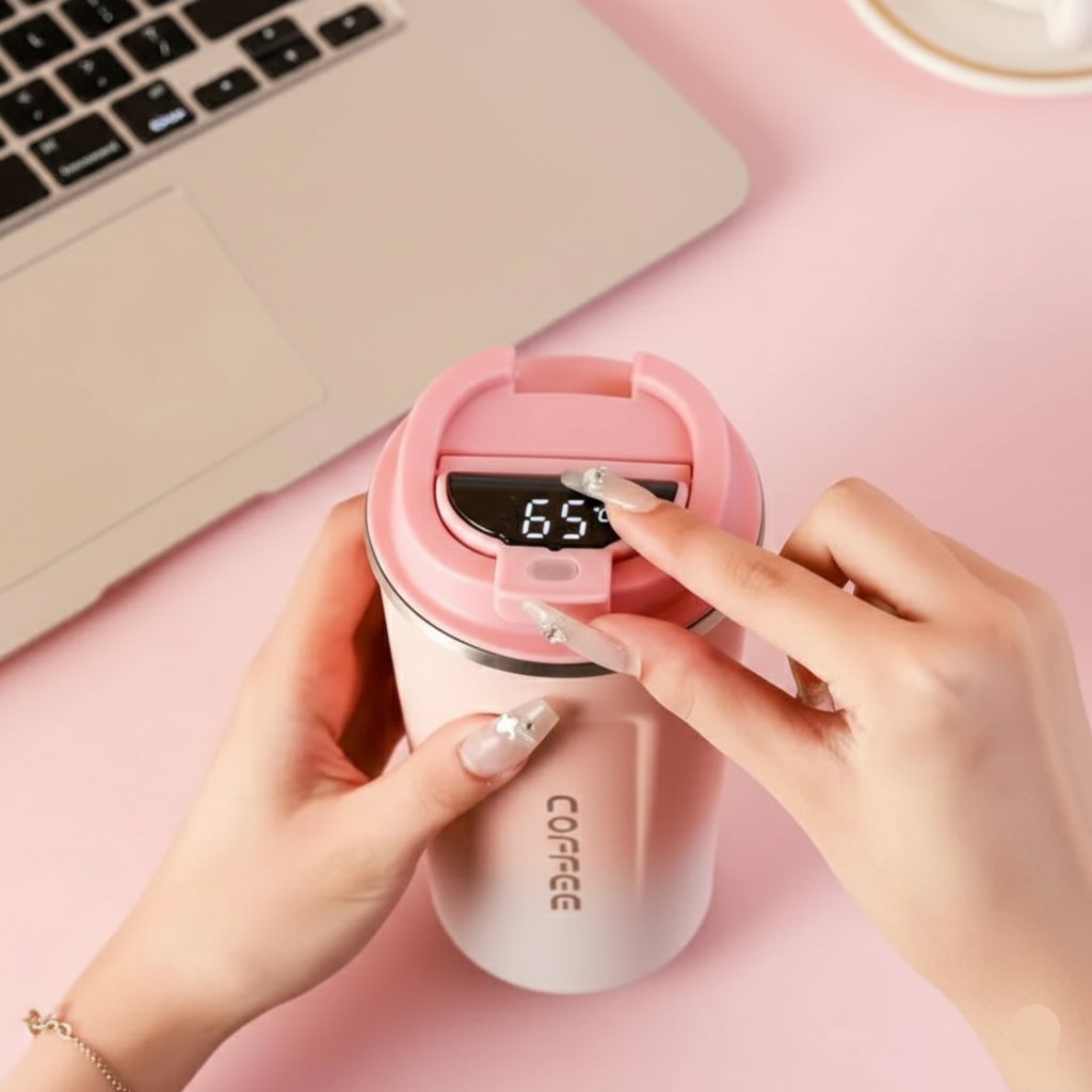 Smart Coffee Tumbler with LED Temperature Display | Digital Travel Mug for Hot & Cold Drinks