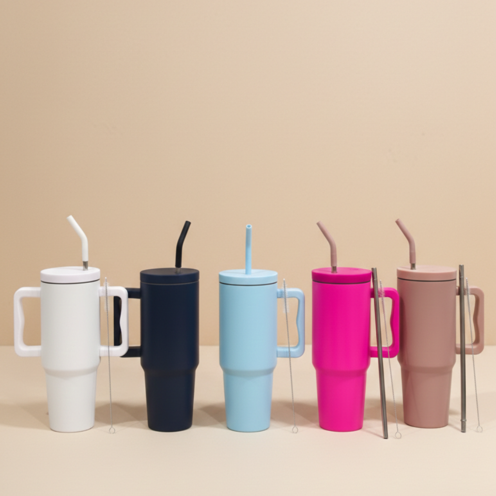 Tumbler with Handle and Straw | Reusable Travel Tumbler Cup for Daily Hydration